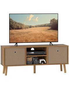 HOMCOM TV Cabinet Stand Unit for TVs up to 50'' with Foldable Drawers, Entertainment Centre for Living Room Brown 839-099V80LR