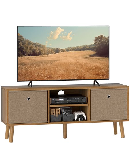 HOMCOM TV Cabinet Stand Unit for TVs up to 50'' with Foldable Drawers, Entertainment Centre for Living Room Brown 839-099V80LR - pic 101152 | FastDaddyshop