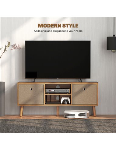 HOMCOM TV Cabinet Stand Unit for TVs up to 50'' with Foldable Drawers, Entertainment Centre for Living Room Brown 839-099V80LR