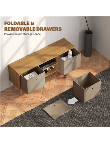 HOMCOM TV Cabinet Stand Unit for TVs up to 50'' with Foldable Drawers, Entertainment Centre for Living Room Brown 839-099V80LR