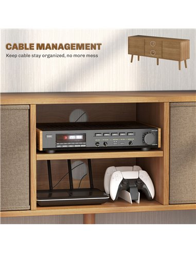 HOMCOM TV Cabinet Stand Unit for TVs up to 50'' with Foldable Drawers, Entertainment Centre for Living Room Brown 839-099V80LR