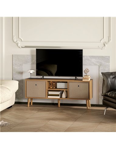 HOMCOM TV Cabinet Stand Unit for TVs up to 50'' with Foldable Drawers, Entertainment Centre for Living Room Brown 839-099V80LR