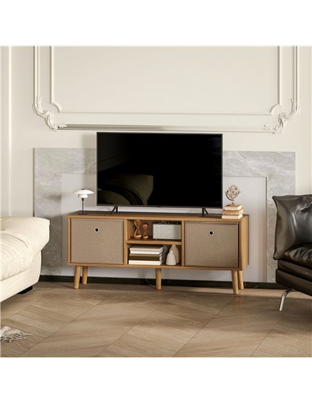HOMCOM TV Cabinet Stand Unit for TVs up to 50'' with Foldable Drawers, Entertainment Centre for Living Room Brown 839-099V80LR - pic 101159 | FastDaddyshop