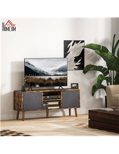 HOMCOM TV Cabinet Stand Unit for TVs up to 50'' with Foldable Drawers, Entertainment Centre for Living Room Rustic Brown 839-099 2