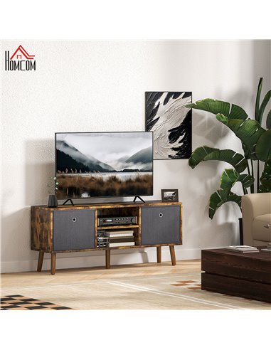 HOMCOM TV Cabinet Stand Unit for TVs up to 50'' with Foldable Drawers, Entertainment Centre for Living Room Rustic Brown 839-099