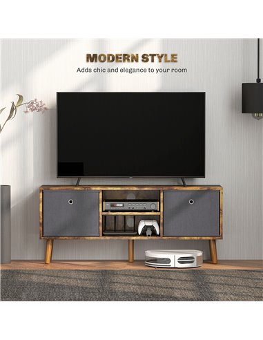 HOMCOM TV Cabinet Stand Unit for TVs up to 50'' with Foldable Drawers, Entertainment Centre for Living Room Rustic Brown 839-099