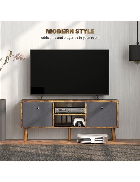 HOMCOM TV Cabinet Stand Unit for TVs up to 50'' with Foldable Drawers, Entertainment Centre for Living Room Rustic Brown 839-099 - pic 101164 | FastDaddyshop