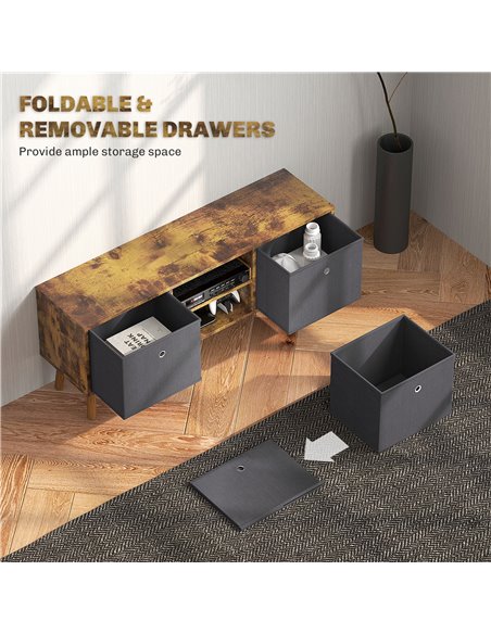 HOMCOM TV Cabinet Stand Unit for TVs up to 50'' with Foldable Drawers, Entertainment Centre for Living Room Rustic Brown 839-099 - pic 101165 | FastDaddyshop