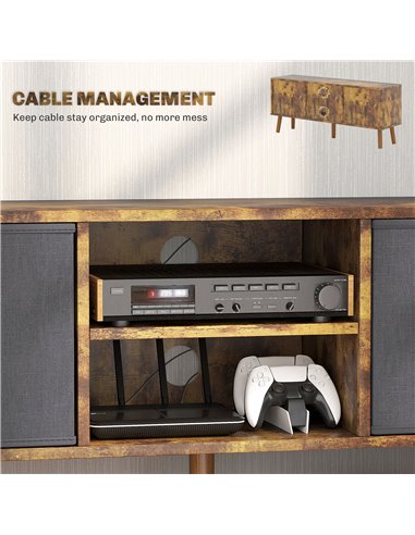 HOMCOM TV Cabinet Stand Unit for TVs up to 50'' with Foldable Drawers, Entertainment Centre for Living Room Rustic Brown 839-099