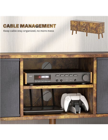 HOMCOM TV Cabinet Stand Unit for TVs up to 50'' with Foldable Drawers, Entertainment Centre for Living Room Rustic Brown 839-099 - pic 101166 | FastDaddyshop