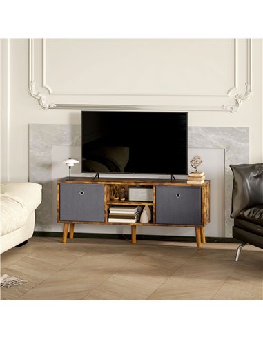 HOMCOM TV Cabinet Stand Unit for TVs up to 50'' with Foldable Drawers, Entertainment Centre for Living Room Rustic Brown 839-099
