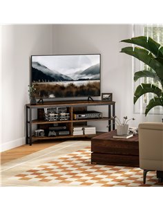 HOMCOM Industrial-Style Corner TV Unit - Black/Brown 83B-179V00RB 2