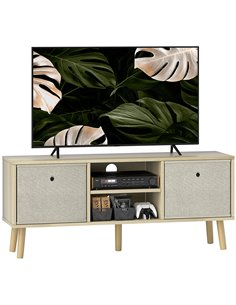 HOMCOM TV Cabinet Stand Unit for TVs up to 50'' with Foldable Drawers, Entertainment Centre for Living Room Natural 839-099V80ND