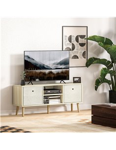 HOMCOM TV Cabinet Stand Unit for TVs up to 50'' with Foldable Drawers, Entertainment Centre for Living Room Natural 839-099V80ND 2
