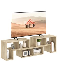 HOMCOM TV Stand for TVs up to 75 Inches, Free Combination TV Unit with Storage Shelves, Extendable Entertainment Centre for Livi