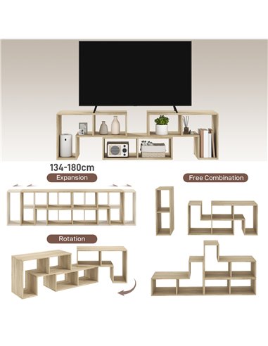 HOMCOM TV Stand for TVs up to 75 Inches, Free Combination TV Unit with Storage Shelves, Extendable Entertainment Centre for Livi