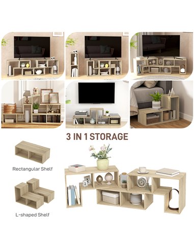 HOMCOM TV Stand for TVs up to 75 Inches, Free Combination TV Unit with Storage Shelves, Extendable Entertainment Centre for Livi
