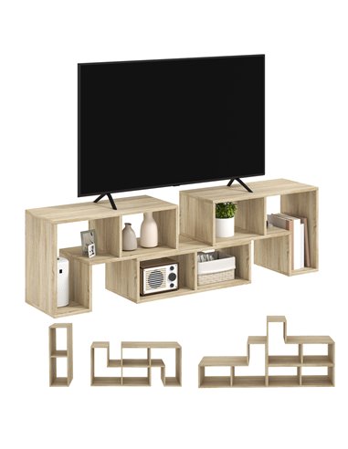 HOMCOM TV Stand for TVs up to 75 Inches, Free Combination TV Unit with Storage Shelves, Extendable Entertainment Centre for Livi