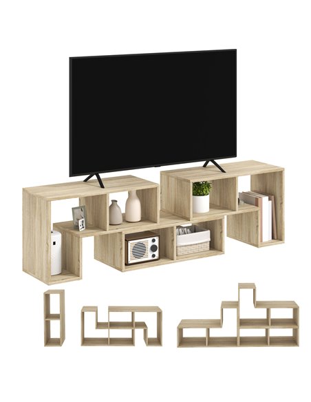 HOMCOM TV Stand for TVs up to 75 Inches, Free Combination TV Unit with Storage Shelves, Extendable Entertainment Centre for Livi - pic 101195 | FastDaddyshop