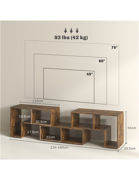 HOMCOM TV Stand for TVs up to 75 Inches, Free Combination TV Unit with Storage Shelves, Extendable Entertainment Centre for Livi - pic 101199 | FastDaddyshop