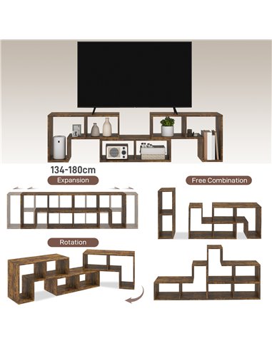 HOMCOM TV Stand for TVs up to 75 Inches, Free Combination TV Unit with Storage Shelves, Extendable Entertainment Centre for Livi