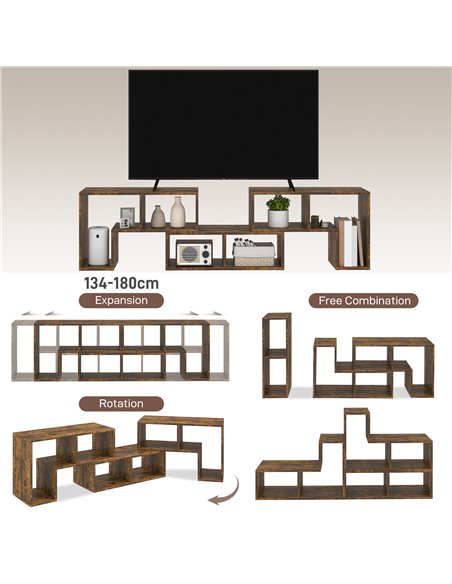HOMCOM TV Stand for TVs up to 75 Inches, Free Combination TV Unit with Storage Shelves, Extendable Entertainment Centre for Livi - pic 101200 | FastDaddyshop