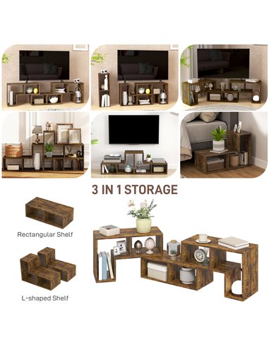 HOMCOM TV Stand for TVs up to 75 Inches, Free Combination TV Unit with Storage Shelves, Extendable Entertainment Centre for Livi