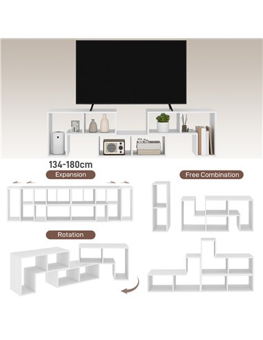 HOMCOM TV Stand for TVs up to 75 Inches, Free Combination TV Unit with Storage Shelves, Extendable Entertainment Centre for Livi