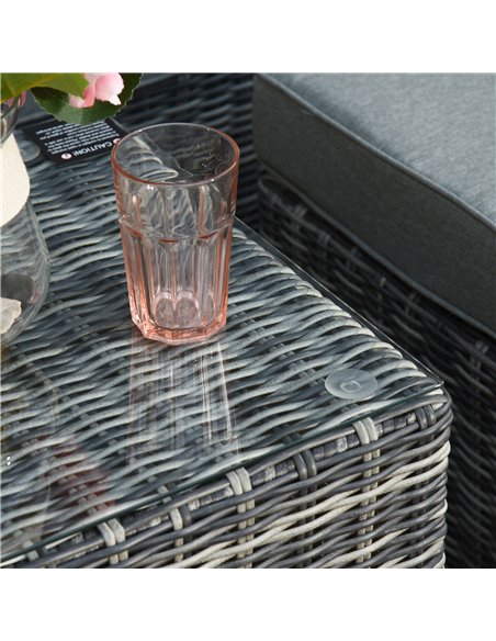 Outsunny 2 Seater Rattan Garden Furniture Set w/ Tall Glass-Top Table Aluminium Frame Balcony Sofa, Mixed Grey - pic 10121 | FastDaddyshop