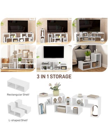 HOMCOM TV Stand for TVs up to 75 Inches, Free Combination TV Unit with Storage Shelves, Extendable Entertainment Centre for Livi