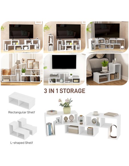 HOMCOM TV Stand for TVs up to 75 Inches, Free Combination TV Unit with Storage Shelves, Extendable Entertainment Centre for Livi - pic 101210 | FastDaddyshop