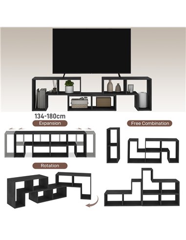 HOMCOM TV Stand for TVs up to 75 Inches, Free Combination TV Unit with Storage Shelves, Extendable Entertainment Centre for Livi