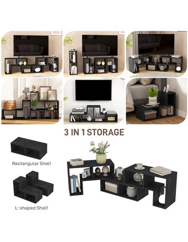 HOMCOM TV Stand for TVs up to 75 Inches, Free Combination TV Unit with Storage Shelves, Extendable Entertainment Centre for Livi