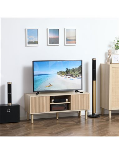 HOMCOM Sliding Door TV Cabinet Stand - Oak Wood-Effect 839-304
