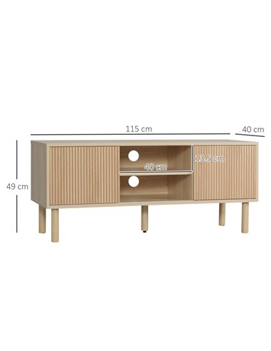 HOMCOM Sliding Door TV Cabinet Stand - Oak Wood-Effect 839-304