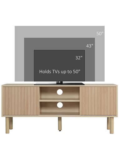 HOMCOM Sliding Door TV Cabinet Stand - Oak Wood-Effect 839-304