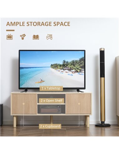 HOMCOM Sliding Door TV Cabinet Stand - Oak Wood-Effect 839-304