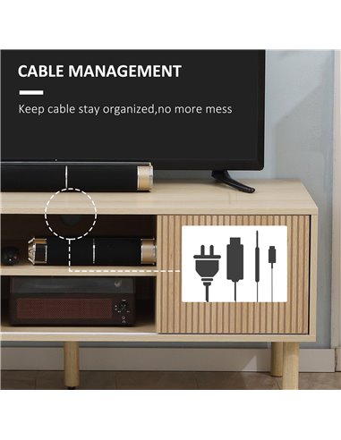 HOMCOM Sliding Door TV Cabinet Stand - Oak Wood-Effect 839-304