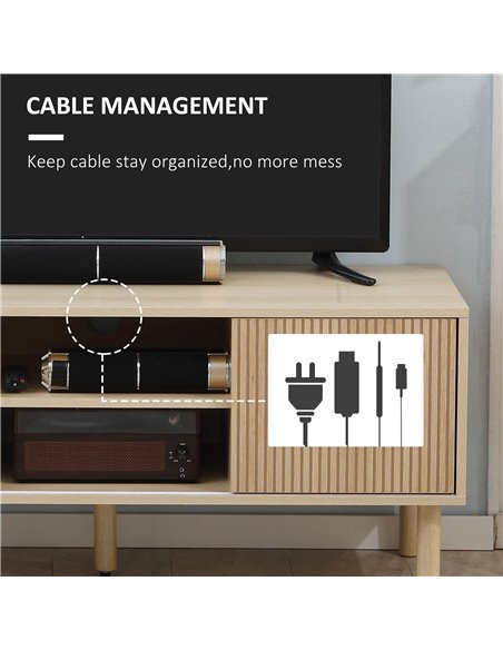 HOMCOM Sliding Door TV Cabinet Stand - Oak Wood-Effect 839-304 - pic 101229 | FastDaddyshop