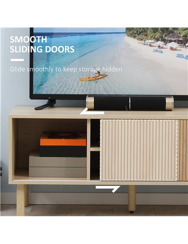HOMCOM Sliding Door TV Cabinet Stand - Oak Wood-Effect 839-304