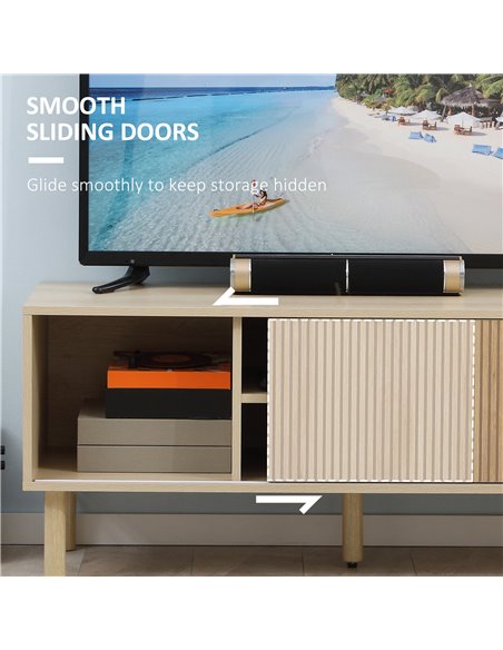 HOMCOM Sliding Door TV Cabinet Stand - Oak Wood-Effect 839-304 - pic 101230 | FastDaddyshop