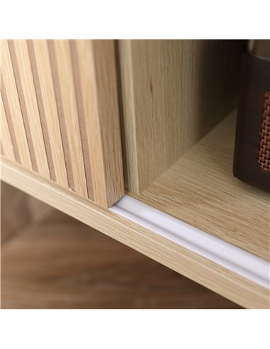 HOMCOM Sliding Door TV Cabinet Stand - Oak Wood-Effect 839-304