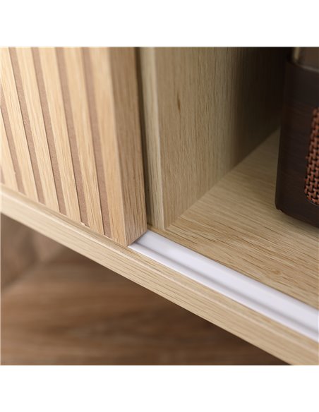 HOMCOM Sliding Door TV Cabinet Stand - Oak Wood-Effect 839-304 - pic 101231 | FastDaddyshop