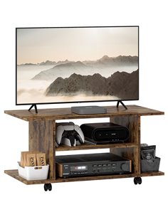 HOMCOM Modern TV Cabinet Stand Storage Shelves Table Mobile Bedroom Furniture Bookshelf Bookcase Rustic Brown 83B-100V00RB
