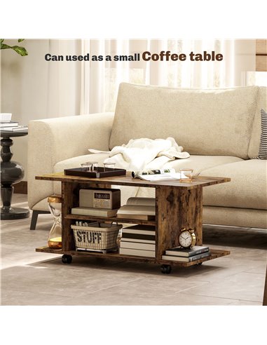 HOMCOM Modern TV Cabinet Stand Storage Shelves Table Mobile Bedroom Furniture Bookshelf Bookcase Rustic Brown 83B-100V00RB