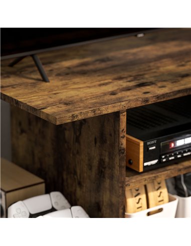HOMCOM Modern TV Cabinet Stand Storage Shelves Table Mobile Bedroom Furniture Bookshelf Bookcase Rustic Brown 83B-100V00RB
