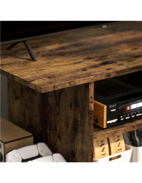 HOMCOM Modern TV Cabinet Stand Storage Shelves Table Mobile Bedroom Furniture Bookshelf Bookcase Rustic Brown 83B-100V00RB - pic 101240 | FastDaddyshop
