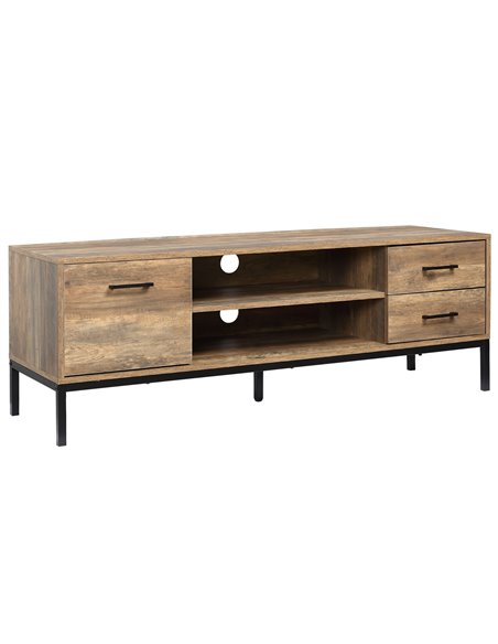 HOMCOM Light Industrial-Style TV Stand Cabinet - Brown/Black 839-267CF - pic 101242 | FastDaddyshop