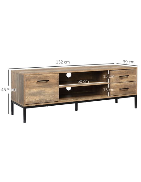 HOMCOM Light Industrial-Style TV Stand Cabinet - Brown/Black 839-267CF - pic 101244 | FastDaddyshop