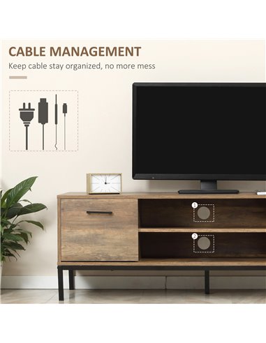 HOMCOM Light Industrial-Style TV Stand Cabinet - Brown/Black 839-267CF